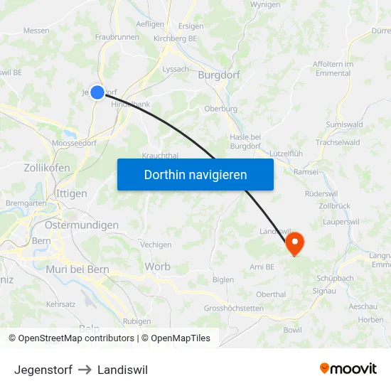 Jegenstorf to Landiswil map