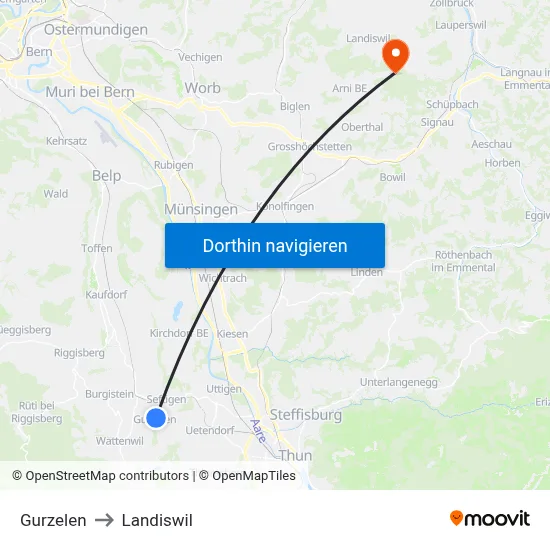 Gurzelen to Landiswil map