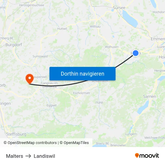 Malters to Landiswil map