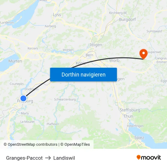 Granges-Paccot to Landiswil map