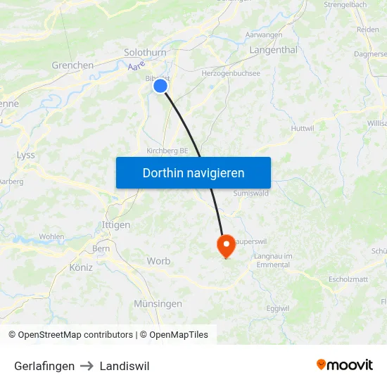 Gerlafingen to Landiswil map