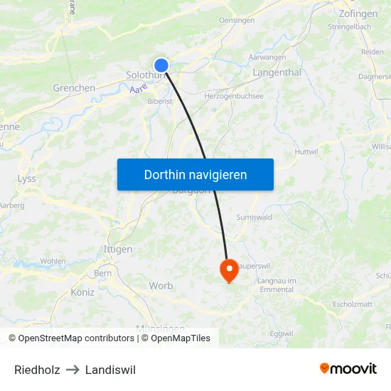 Riedholz to Landiswil map