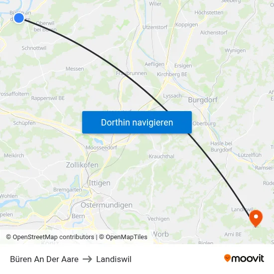 Büren An Der Aare to Landiswil map