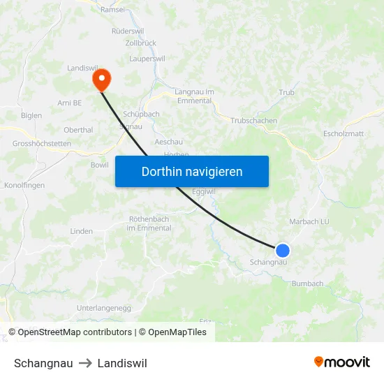 Schangnau to Landiswil map
