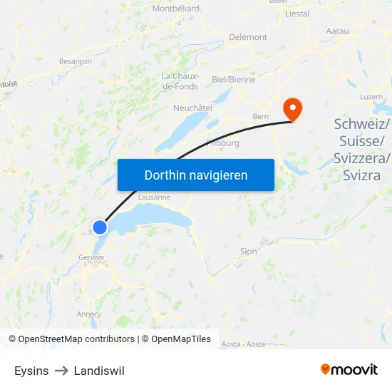 Eysins to Landiswil map