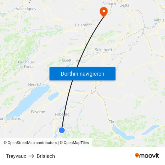 Treyvaux to Brislach map