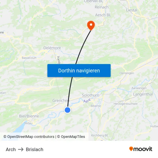 Arch to Brislach map