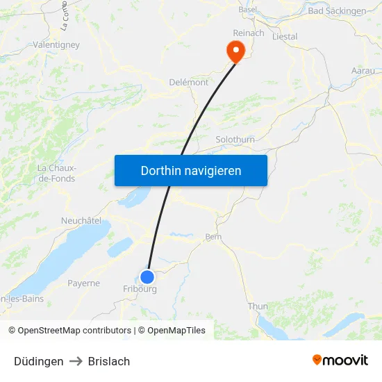 Düdingen to Brislach map