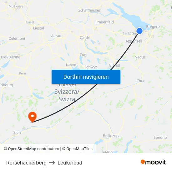 Rorschacherberg to Leukerbad map