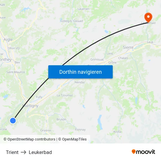 Trient to Leukerbad map