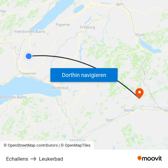 Echallens to Leukerbad map