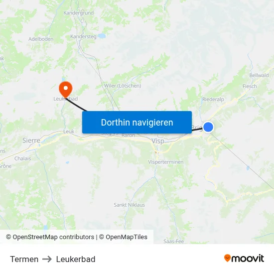 Termen to Leukerbad map