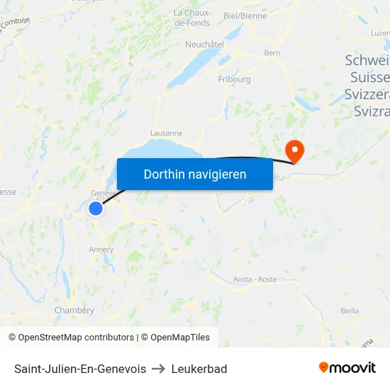 Saint-Julien-En-Genevois to Leukerbad map