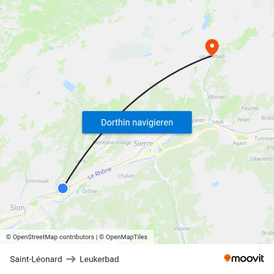 Saint-Léonard to Leukerbad map