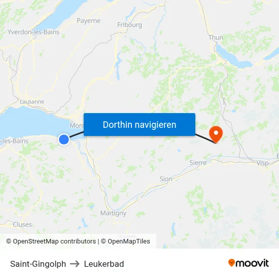 Saint-Gingolph to Leukerbad map