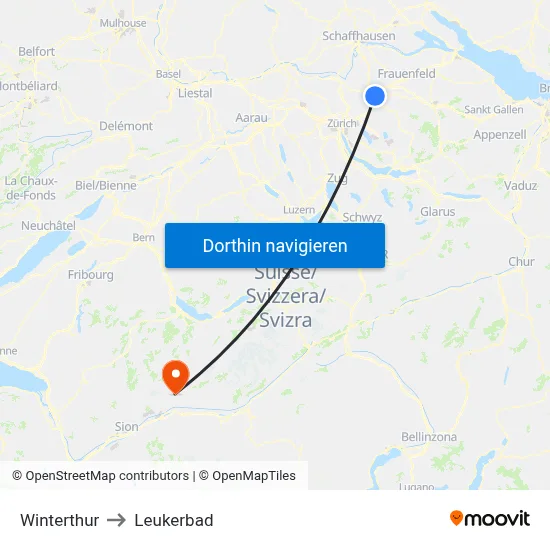 Winterthur to Leukerbad map