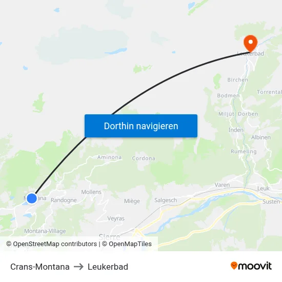 Crans-Montana to Leukerbad map