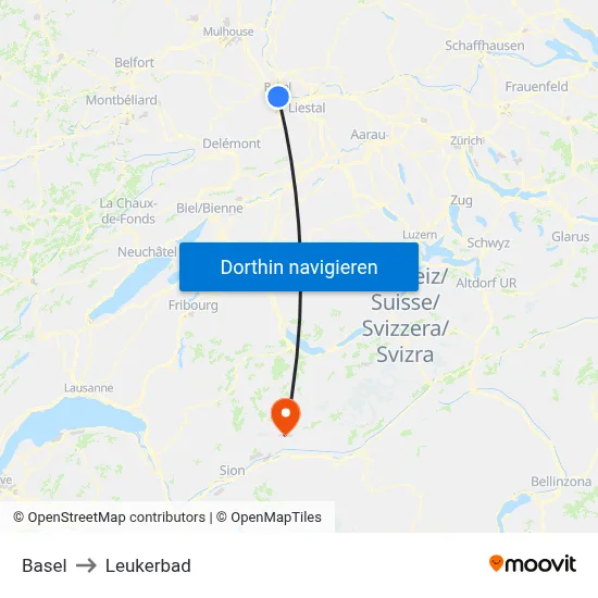 Basel to Leukerbad map