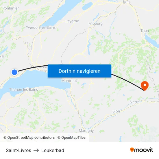 Saint-Livres to Leukerbad map