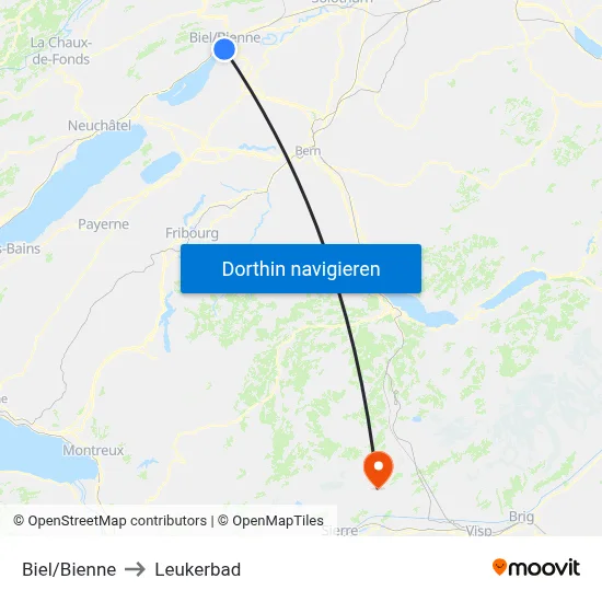 Biel/Bienne to Leukerbad map
