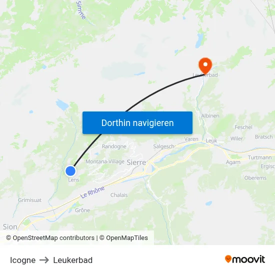 Icogne to Leukerbad map