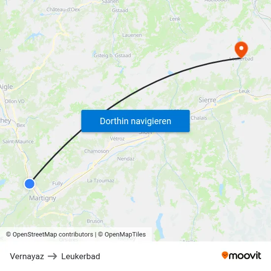 Vernayaz to Leukerbad map