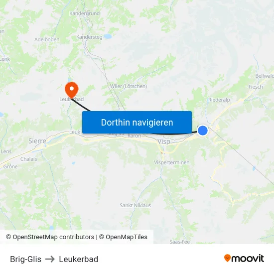 Brig-Glis to Leukerbad map