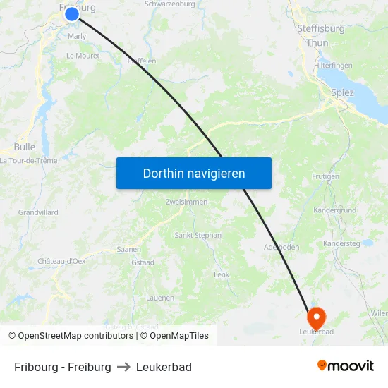 Fribourg - Freiburg to Leukerbad map