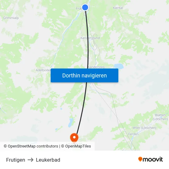 Frutigen to Leukerbad map