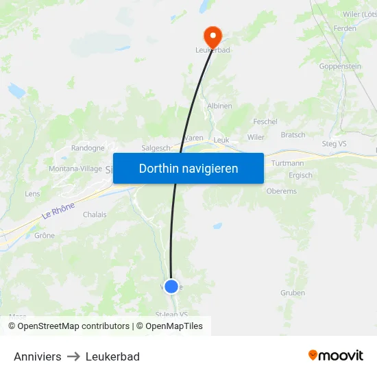 Anniviers to Leukerbad map