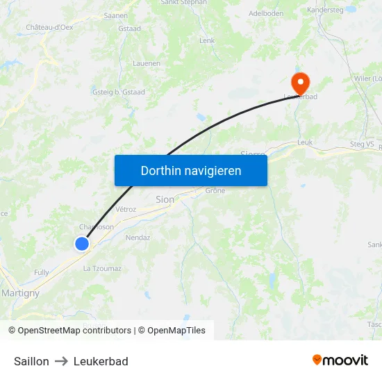 Saillon to Leukerbad map