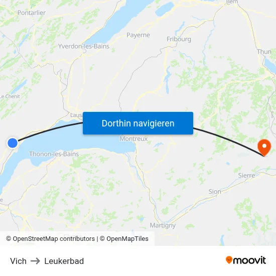 Vich to Leukerbad map