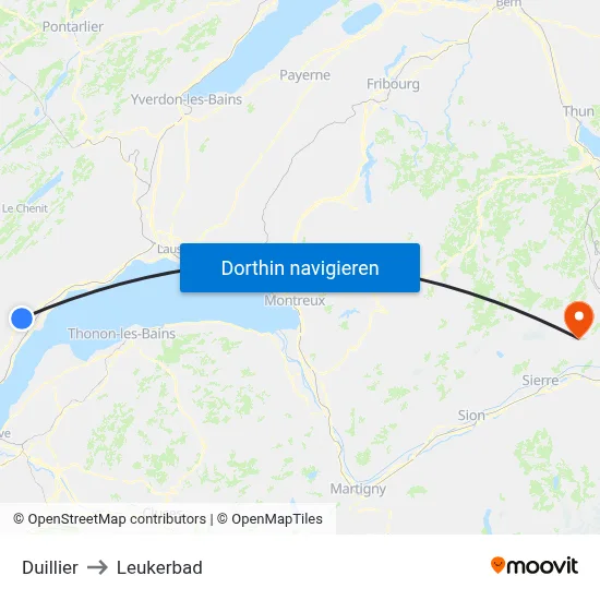 Duillier to Leukerbad map