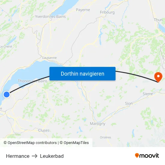 Hermance to Leukerbad map