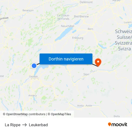 La Rippe to Leukerbad map