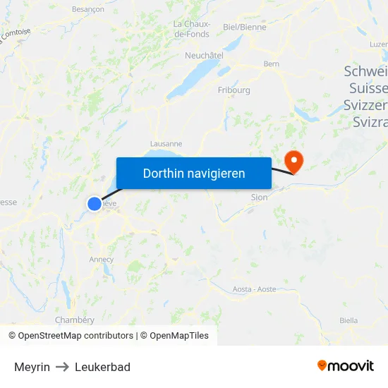 Meyrin to Leukerbad map