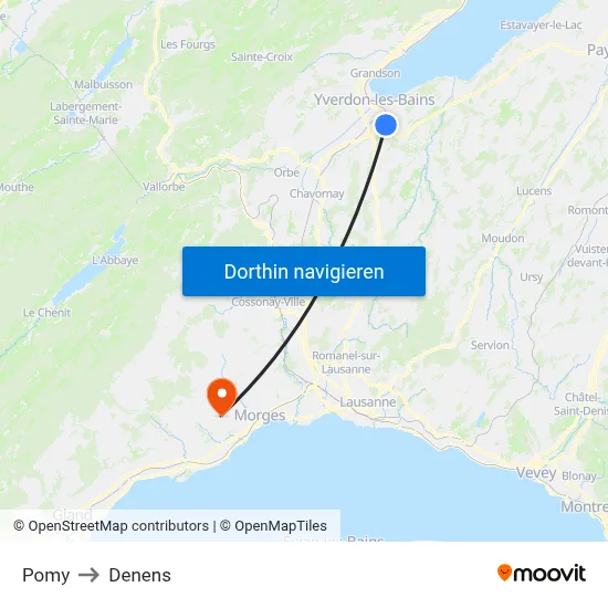 Pomy to Denens map