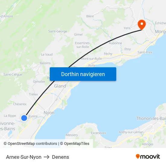 Arnex-Sur-Nyon to Denens map