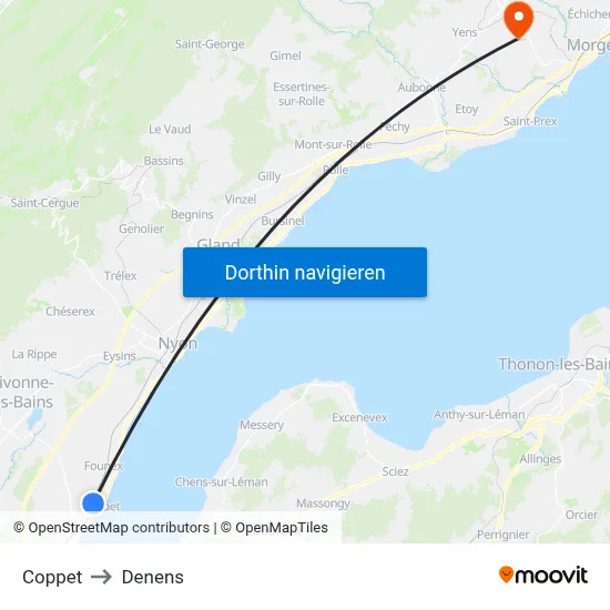 Coppet to Denens map