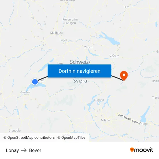 Lonay to Bever map