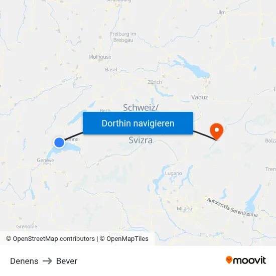 Denens to Bever map