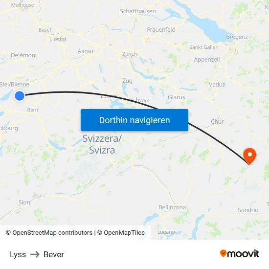 Lyss to Bever map