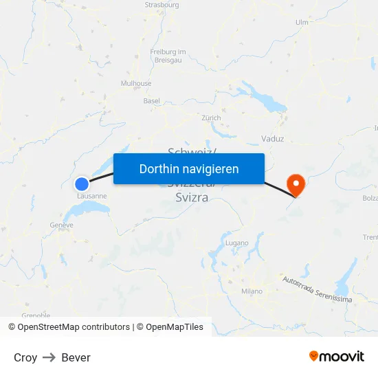 Croy to Bever map