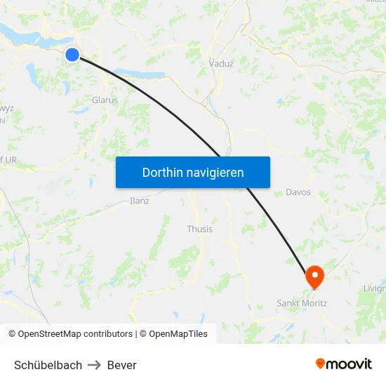 Schübelbach to Bever map