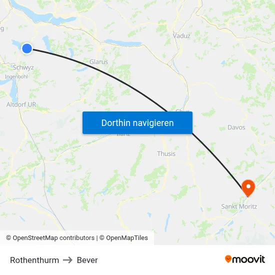 Rothenthurm to Bever map
