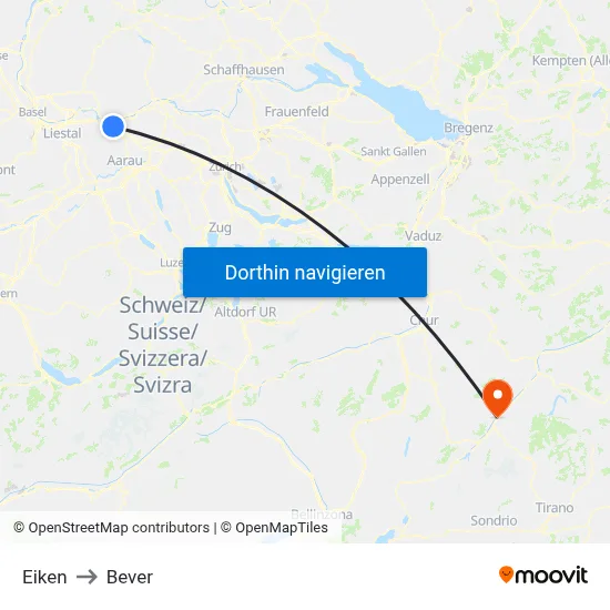 Eiken to Bever map