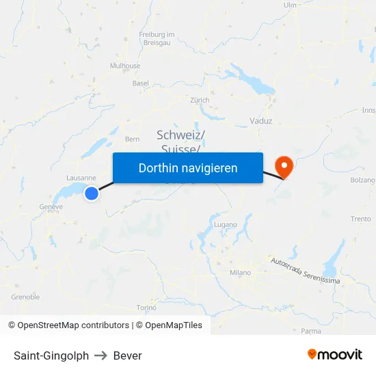 Saint-Gingolph to Bever map