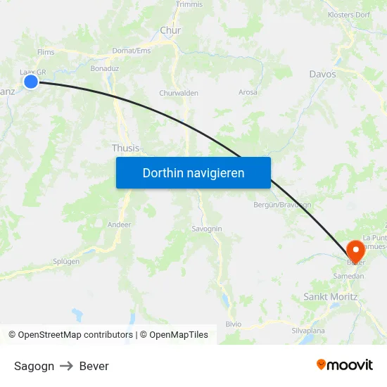 Sagogn to Bever map