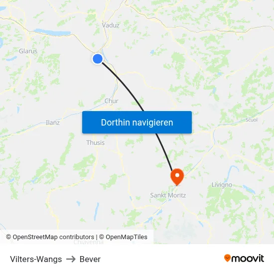 Vilters-Wangs to Bever map