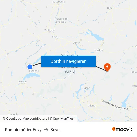 Romainmôtier-Envy to Bever map